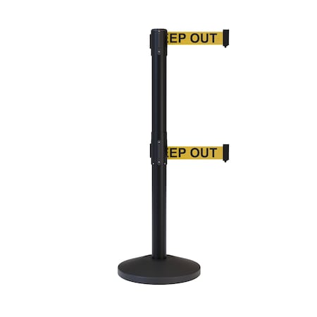 Montour Line Stanchion Dual Belt Barrier Black Post 13ft. Dange..Belt M630D-BK-DANGEYB-130